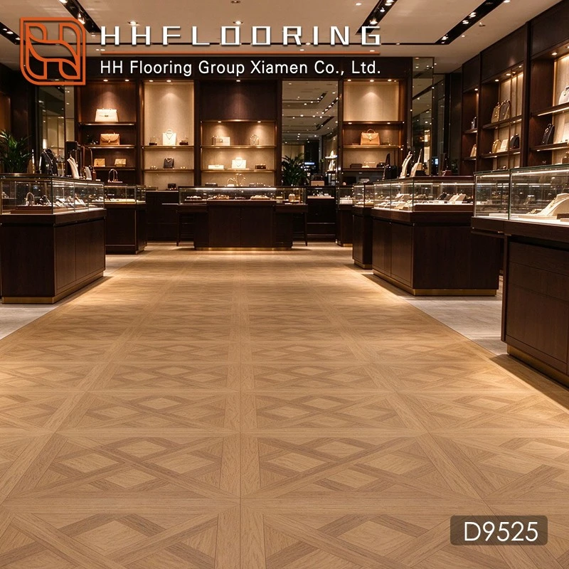 parquet flooring light oak in luxury retail store interior