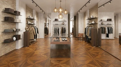 parquet effect laminate flooring installed in a retail stores project parquet effect laminate flooring installed in a retail stores project